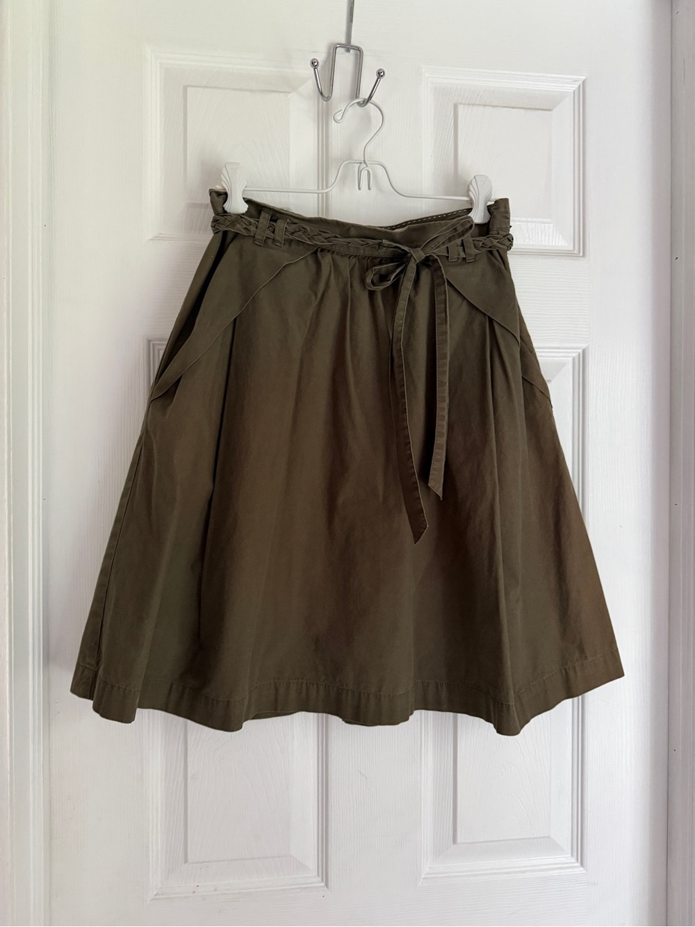 Odille Women's Olive Green Tie-Waist A-Line Skirt